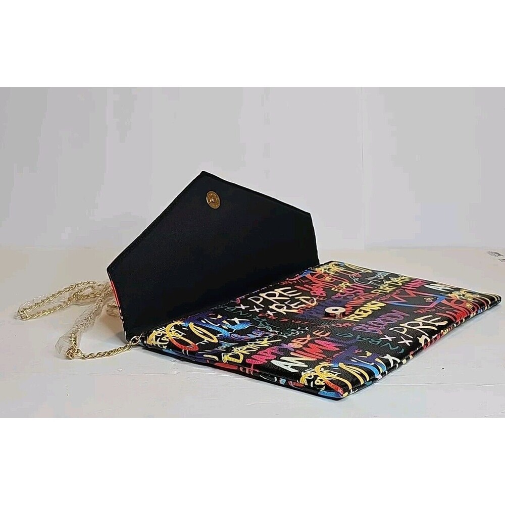 NEW GRAFFITI GLAM CLUTCH 11.25" W x 7.5" H with 23" Gold Tone Shoulder Strap - Picture 5 of 9